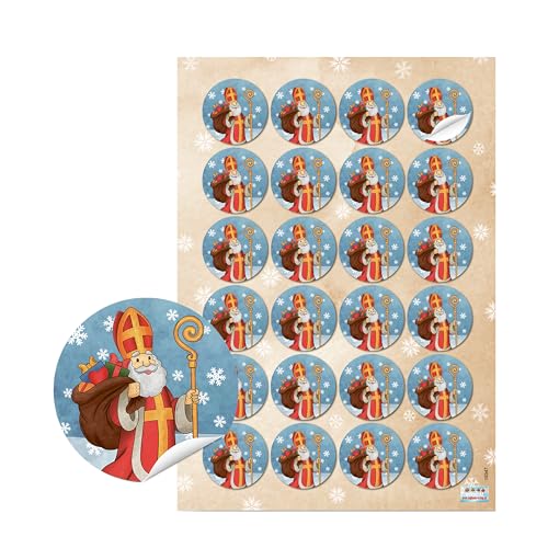 Logbuch-Verlag 24 autocolantes autoadesivos redondos para pai Natal 4 cm - autocolantes de pai natal decoração para presente de Natal