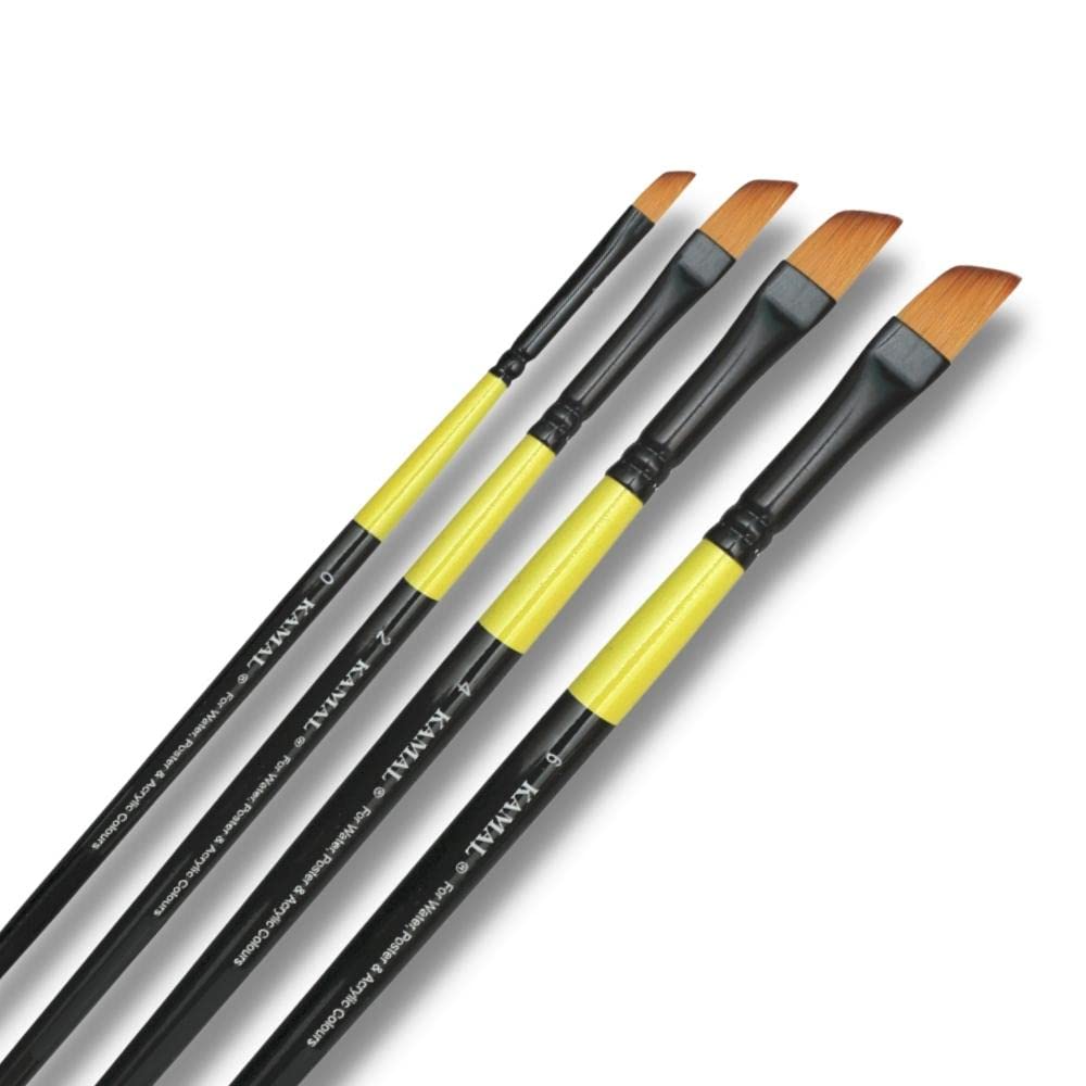KAMAL Neon Series Set of 4 Dagger Brushes in Synthetic Bristle for Water, Poster Colour, Acrylic and Oil Painting for Professionals. Available with Free Utility Pouch (B09FKFZR7H) Amazon Price History, Amazon Price Tracker