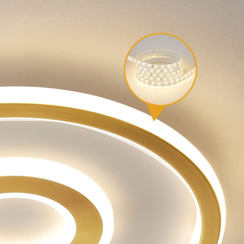 Plafoniera Led Moderna in Ottone, Forma Rotonda, per Camera da Letto e Soggiorno, Ideale per Chi Ama Gli Apparecchi Di Illuminazidi Lusso./50 cm