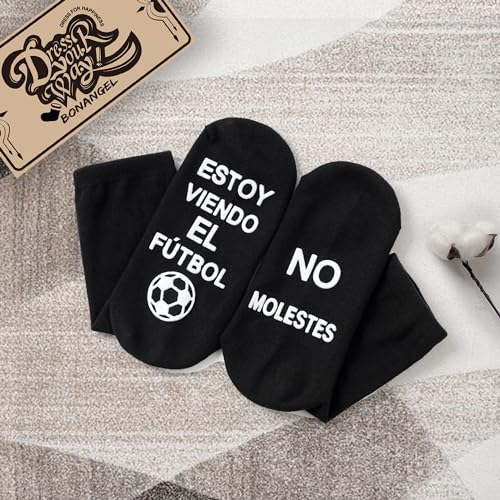 BONANGEL Calcetines Divertidos Hombre, Antideslizantes, con Dibujos, Negro, Algodón, Fútbol, Verano, 39-46, para Padre Abuelo Novio, Cumpleaños, Regalo Hombre Originales - imagen 3