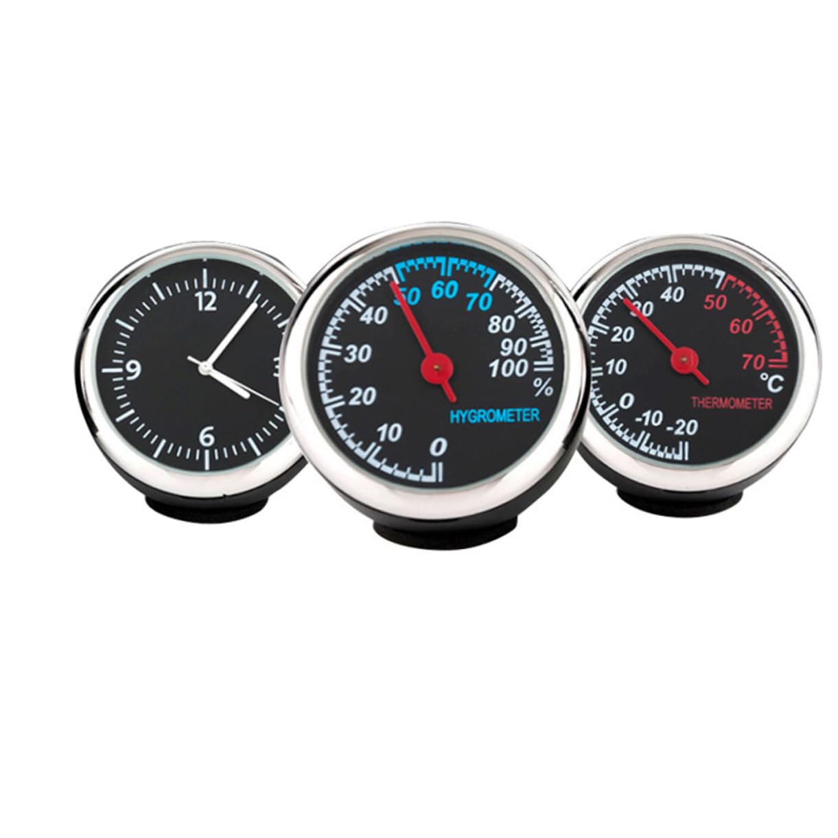 3piezas Reloj Electrónico Para Automóvil Función y Higrómetro Instalación Ventilación Resistente Al Agua y