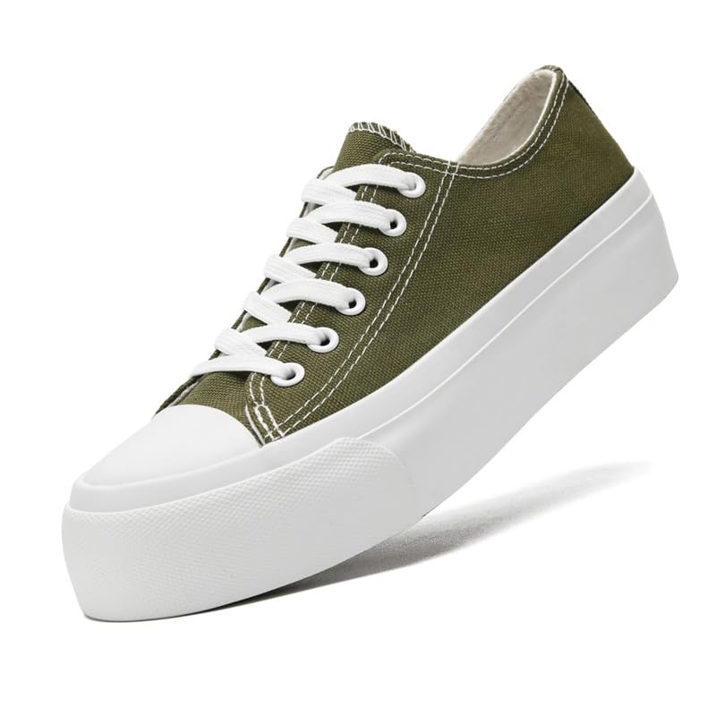 Platform Sneakers for Women Men Low Top Canvas Shoes for Women Classic Lace Up Canvas Platform Shoes Casual Tennis Walking Sneakers
