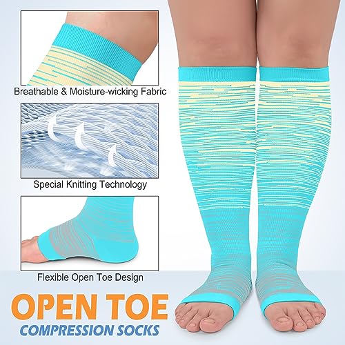 Image of CTHH Toeless Compression Socks for Women & Men Open Toe Knee High Stocking