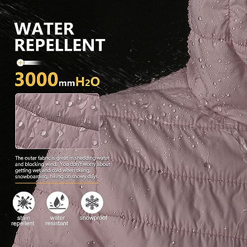 Image of Outdoor Ventures Women's Packable Lightweight Full-Zip Puffer Jacket with Hood Quilted Winter Coat