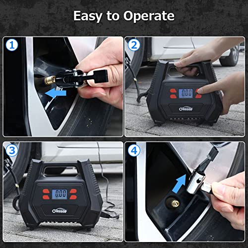 Oasser Tire Inflator Portable Air Compressor 12V Dc / 110V Ac Car Tire Pump 150Psi Electric Bike Pump For Car, Motorcycle, Bike, Balls, Inflatables Dual Use For Car And Home #TOP6