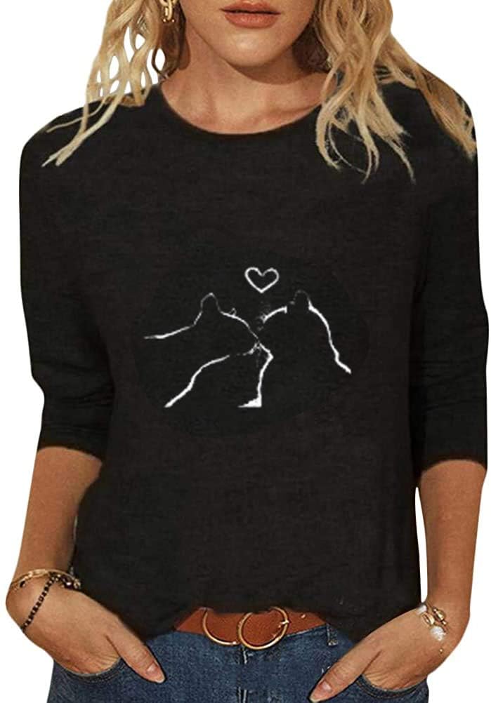 Top Donna A Maniche Lunghe Con Stampa Gatto - Maglietta Casual In Cotone E Poliestere, Plus Size - Foto 7