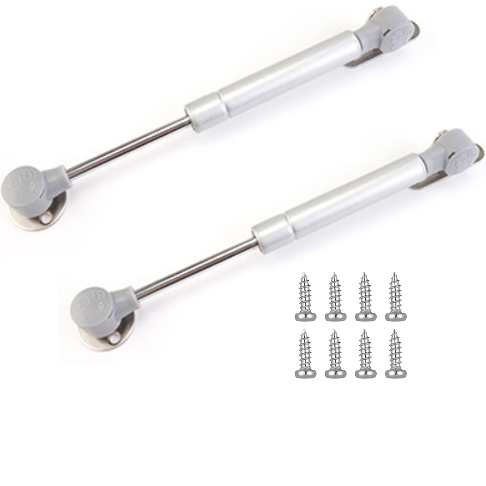 2 Sets 6” Gas Strut Lift Supports – 20N/4.4 Lb Hydraulic Hinge For Cabinet Doors (Silver)