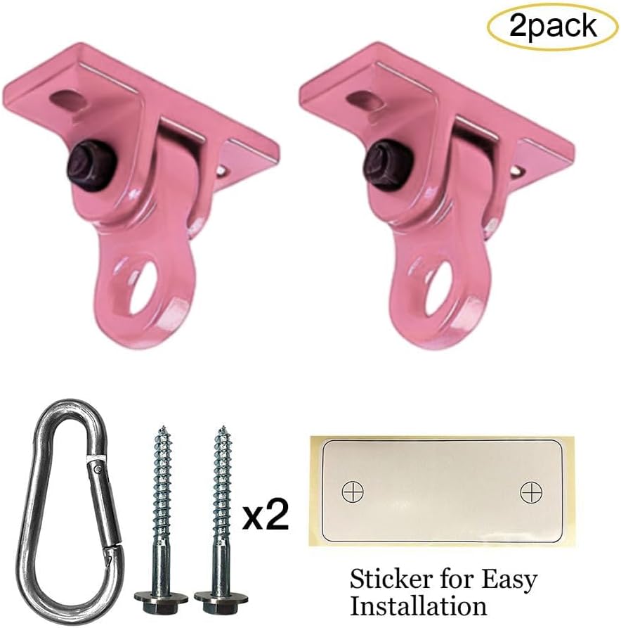 Heavy Duty Pink Swing Hangers Screws Bolts Included Over 5000 lb Capacity Playground Porch Yoga Seat Trapeze Wooden Sets Indoor Outdoor 2 Pack - Image 2