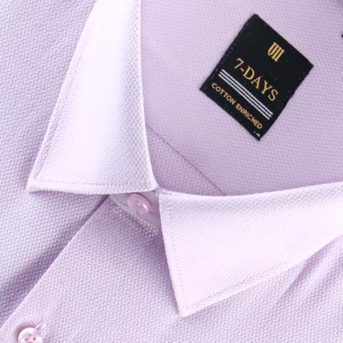 Image of 7-DAYS Premium Men's Formal Shirts - Cotton Rich, Textured Self-Design, Full Sleeve, Regular Fit, Wrinkle Resistant, with Pocket - Perfect for Office