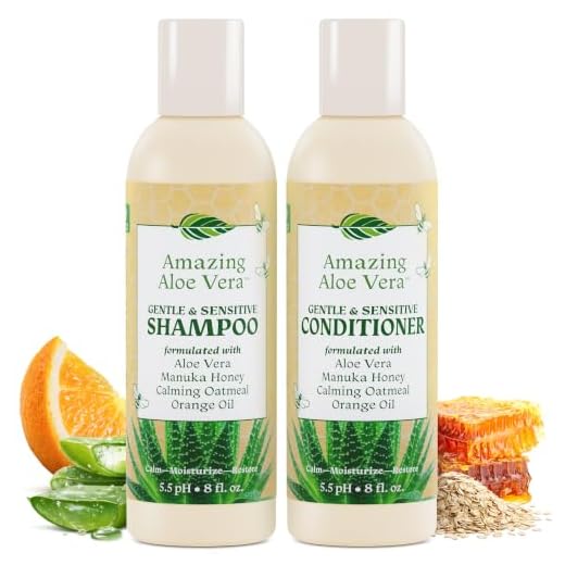 Shampoo & Conditioner Set - Organic Aloe Vera Gel with Manuka Honey New Zealand | Great for All Hair & Skin types | Gentle & Natural Relief for Eczema, Psoriasis, Dry Flaky Scalp, Damaged Hair - 8oz