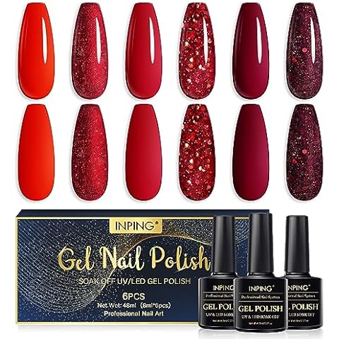 INPING Christmas Red Gel Nail Polish Set Cover