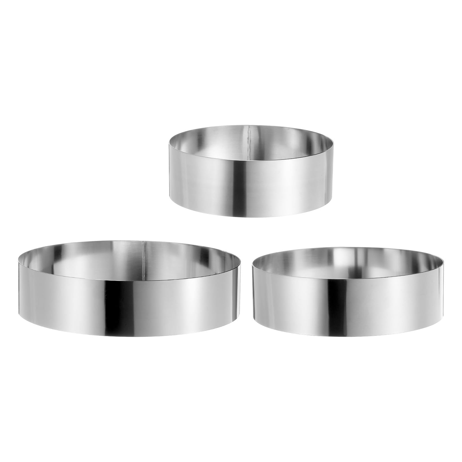 sourcing map Runder Kuchenring, 15,2 cm, nahtlos, Edelstahl, Gebäck, Mousse, Dessertring, Spiegelbeschichtung, zum Backen, Kochen, Werkzeug