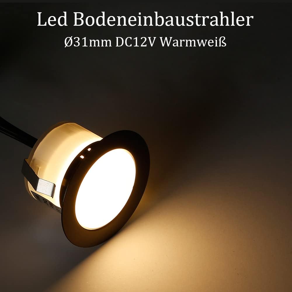 16er Set Warmweiß Bodeneinbaustrahler Aussen LED, Ø31mm