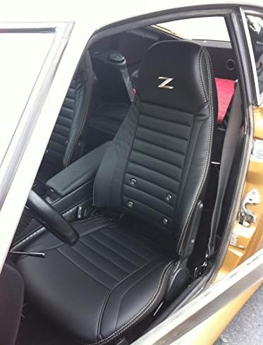 Interior Innovations Custom Front Synthetic Leather Seat Covers with Light Golden Stitching and Z Logo
