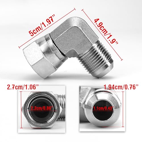 Image of 6500-10-10 Replacement Hydraulic Fitting 90 Elbow 5 /8 inch JIC (7 /8 inch-14 thread) Male x 5 /8 inch JIC (7 /8 inch-14 thread) Female Swivel Carbon Steel