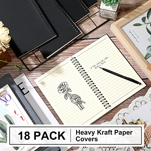 Image of Yahenda 18 Pcs Spiral Notebooks,1 Subject,Wide Ruled, Black Color