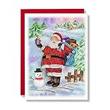 TUMYBee Santa Claus Christmas Card, Water Color Artful Quilling Quilled Card for Holiday, Happy New Year, for Mom, Dad, Grandma, Friend, Boss, Co-worker
