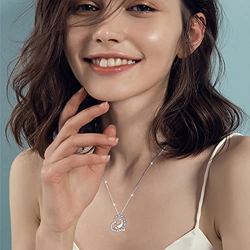Yearace Sterling Silver Mother and Child Animals Necklace Love Heart Pendant Necklace Cute Animal Jewelry Mother's Day Gifts for Mother Wife2
