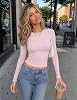Zeagoo Camisas de Manga Larga para Mujer Ajustadas Tops para Salir Cuello Redondo Básica 4