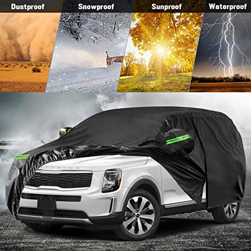 Image of Waterproof Car Covers Replace for 2020-2025 Kia Telluride, 6 Layers All Weather Custom-fit Car Cover with Zipper Door & Windproof Bands for Snow Rain Dust Hail Protection