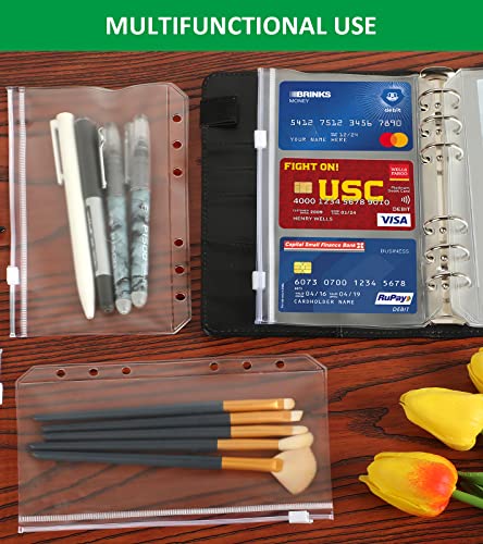 Habgp A6 Binder Pockets 6 Rings 12Pcs, Clear Cash Envelopes For Budgeting Binder, Money Binder Inserts Secure The Bag Cash Book, Folders Loose Leaf Budget Binder Zipper Envelopes #TOP5