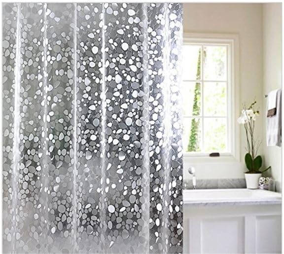 PRIMAH Shower Curtain|Waterproof PVC & Coin Print|Semi Transparent Curtains (10 Feet, Ttransparent)-image-9