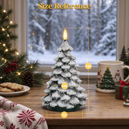 Image of Christmas Tree Flameless Candles with Remote, Green Battery operated Candle