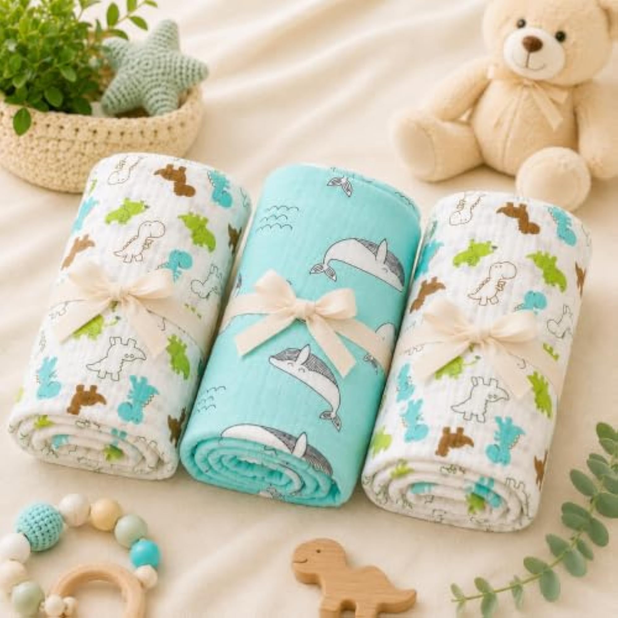 Cudleybaby 100% Cotton Muslin Baby Swaddle Set