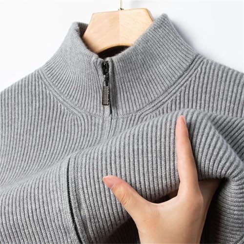 Men's Woolen Clothes Zipper Cardigan Thick Knit Long Sleeve Classic Solid Sweater Cardigan2
