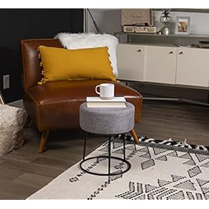 Birdrockhomefootrestlinenottomanupholsteredvanitychairwithblackmetallegssoftpaddedroundstoolforlivingroombedroomkidsroomcompactfootstoolforcouchchairdeskgrey Urban Country Home Decor Birdrock home foot rest linen ottoman upholstered vanity chair with black metal legs soft padded round stool for living room bedroom kids room compact foot stool for couch chair desk grey urban country home decor