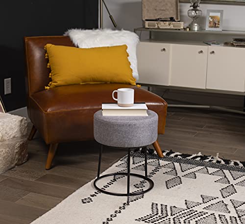 Birdrockhomefootrestlinenottomanupholsteredvanitychairwithblackmetallegssoftpaddedroundstoolforlivingroombedroomkidsroomcompactfootstoolforcouchchairdeskgrey Urban Country Home Decor Birdrock home foot rest linen ottoman upholstered vanity chair with black metal legs soft padded round stool for living room bedroom kids room compact foot stool for couch chair desk grey urban country home decor