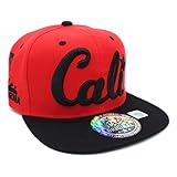 Embroidered CALI with CALIFORNIA MAP Snapback Cap (RED/BLACK)