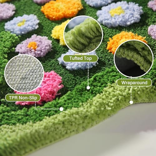 Tapete Verde de Musgo Irregular para Dormitorio miniatura 3