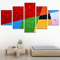 SIGNWIN 5 Panel Canvas Wall Art Abstract Colorful Geometric Hallway Minimalist Mixed Media Multicolor Patterns for Home Decorations Ready to Hang - 60