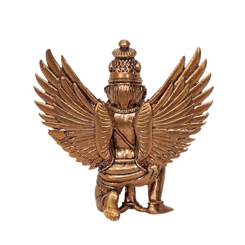 Image of Brass Garuda Idol Mini Murti for Home Temple, Office & Car Dashboard | Garuda Statue for Vishnu Pooja, Spiritual Decor & Gifting
