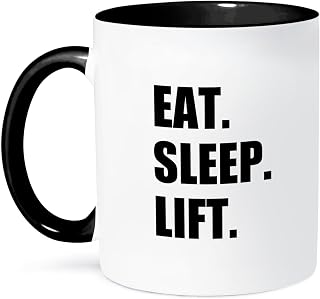 3dRose Eat Sleep Lift Two Tone Mug, 11 oz, Black
