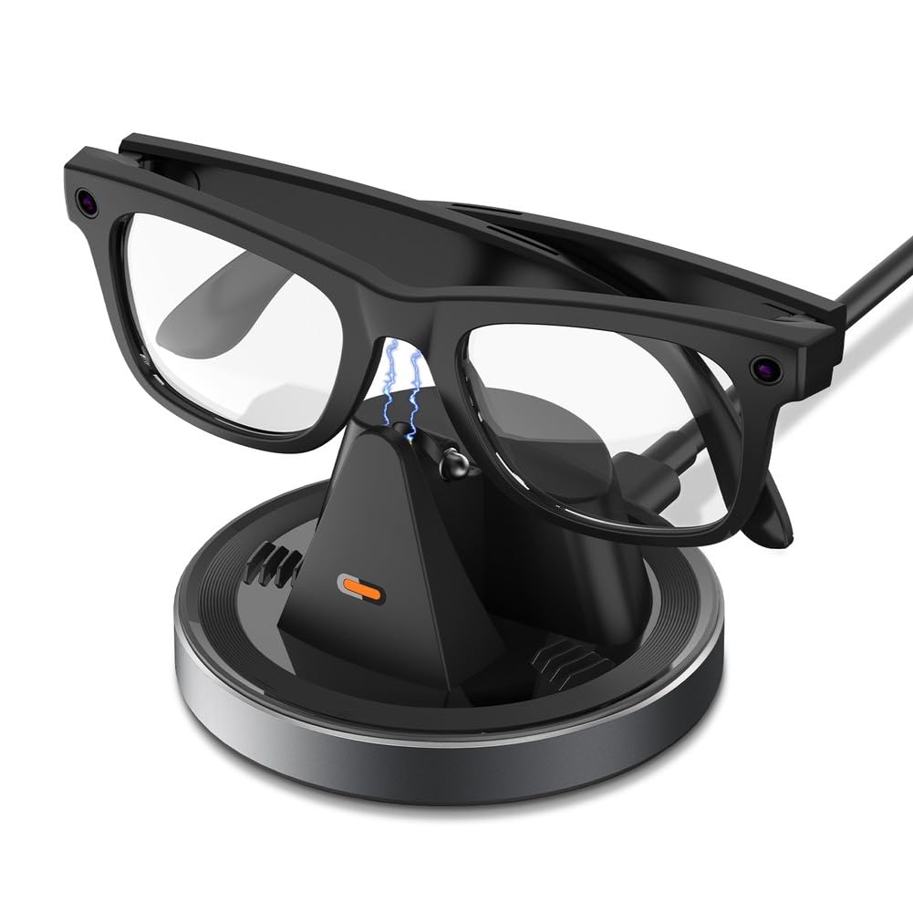 Base de carga USB C para gafas Ray-Ban Meta con soporte ABS negro