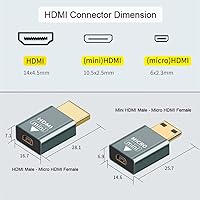 Vista 5 de xiwai 2 unids/set compatible micro HDMI hembra a mini macho y HDMI 1.4 adaptador macho 4K @60hz