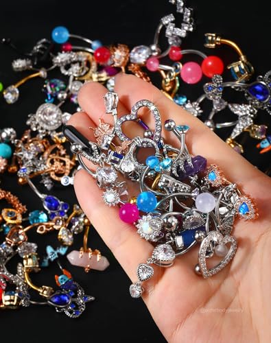 image for OUFER Belly Button Rings, 316L Stainless Steel Belly Rings, 14G Belly 