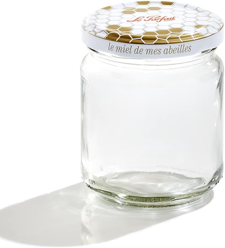 Le Parfait 4034 T.O. Honey Jar with Lid 212 ml 63 mm Transparent/Gold Glass Set of 6