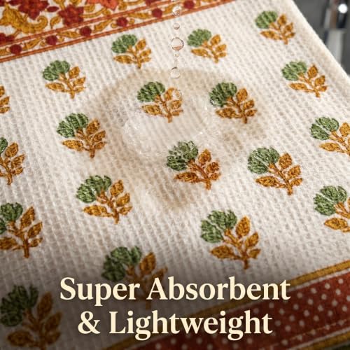 Image of Mafatlal Madhuban Soft & Absorbent Cotton Bath Towel (147x76 cm) | 250 GSM | Lightweight, Quick Dry, Floral Design