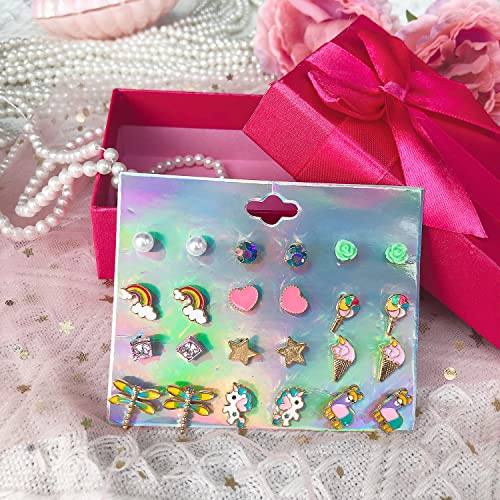 36 Pairs Girl Earrings Stud Earrings for Little Girls Sensitive Ears Studs Set for Toddler Kids2