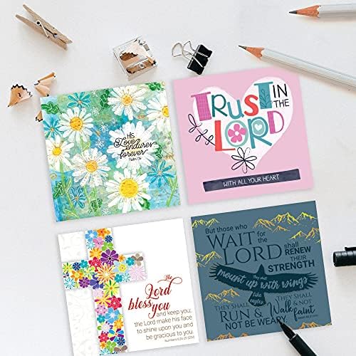 Christian notelets with envelopes - 8 Christian Cards, with Bible Quotes or Encouraging Words on The Front. Blank Inside for Your own Message. Cards 11x11cm in Size, by Just Cards Direct