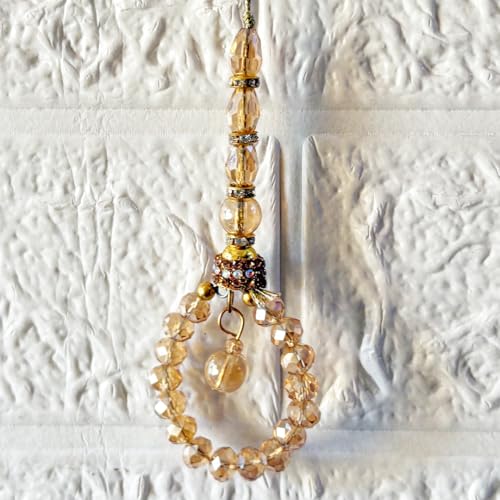 Image of Adikala Craft Store Handmade Ethnic Latkan Tassel Set of 2 for Saree Pallu, Blouse, Suits, Dupatta, Lehenga Decor (Golden Glass)