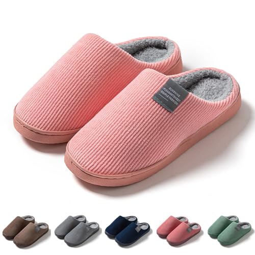 Slippers For Women Indoor,Womens Memory Foam Cozy Slip on House Slides Outdoor Comfy Bedroom Slipper Warm Soft Cotton Home Shoes
