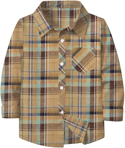 Image of Betusline Boy and Men Button Down Plaid Shirt | Soft,Breathable and Comfortable Fabric