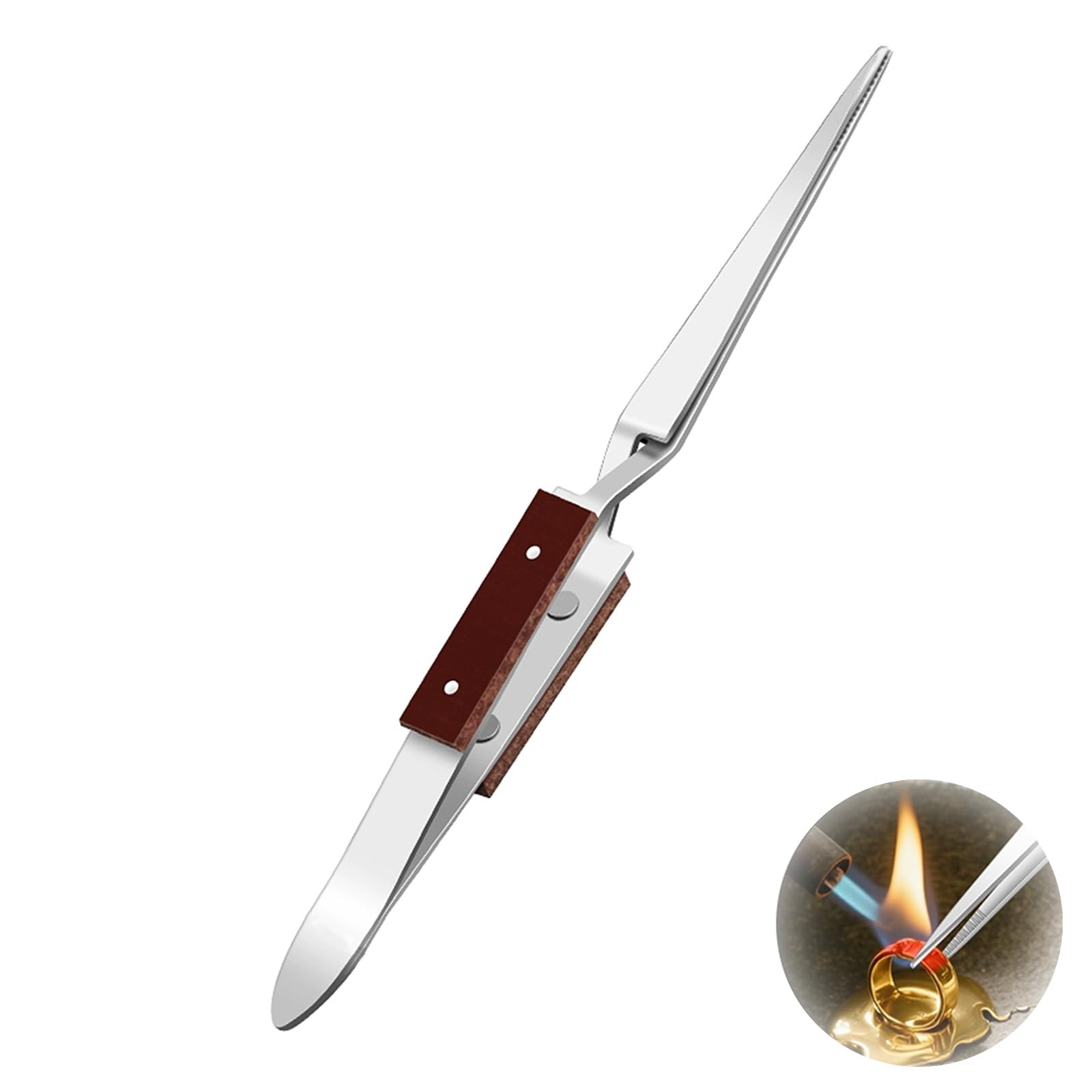 Industrial Precision Fiber Grip Soldering Tweezer Cross Locking Straight Pointed Tip Stainless Steel for Electronics Repair, Jewelry, Computer, Laboratory Work etc.