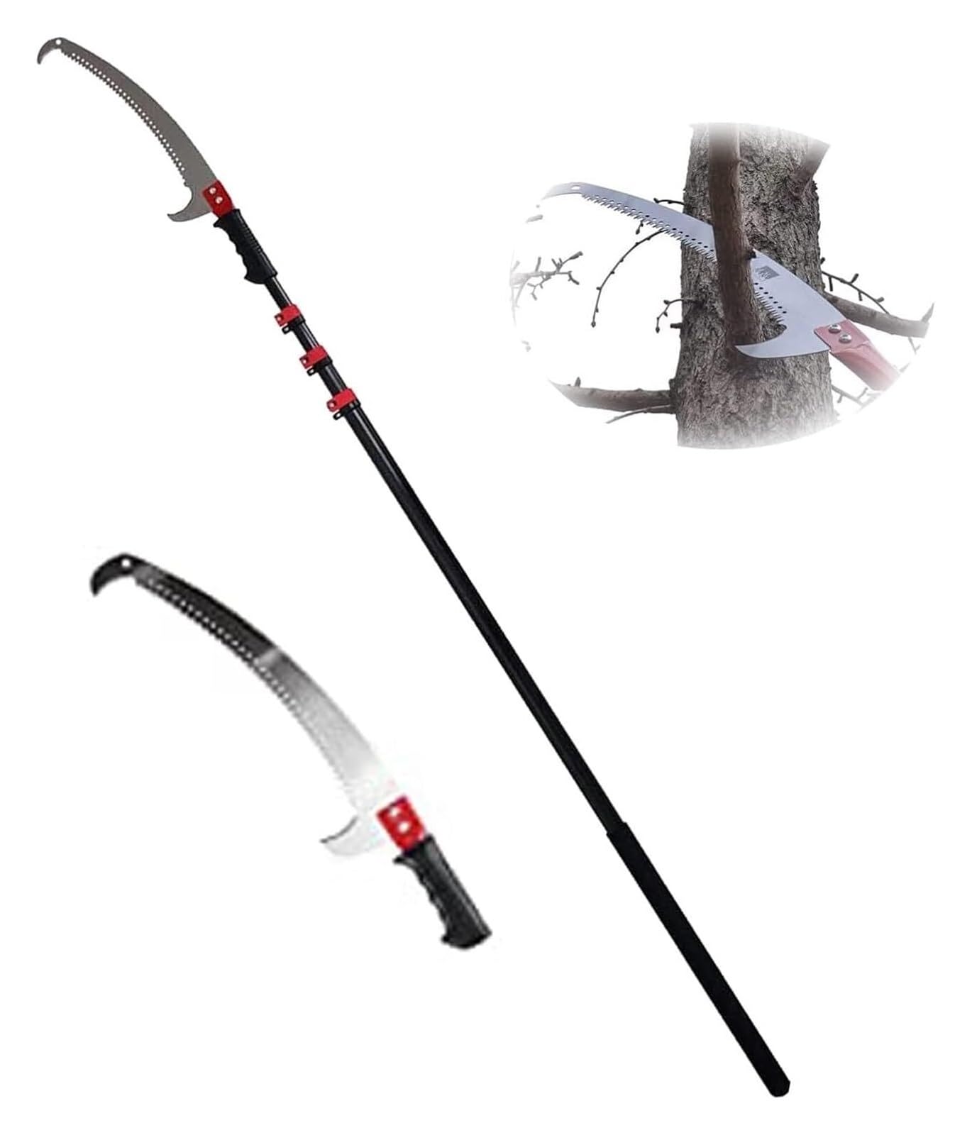 Telescopic Tree Pruner, Manual Pole Saw, Long Reach Pole Pruning Saw, Extendable Tree Pole Pruner, Manual Tree Branches Pruner