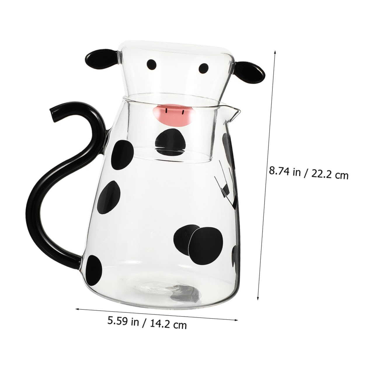 Kreative Cartoon Kuh Glaskaraffe Hitzebeständig Klarer Glas Wasserkrug mit Becher Set Multifunktionaler Kaltes Wasser Spender für Tee Milch Saft und Getränke