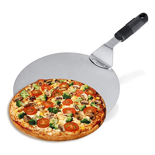 Cáscaras de pizza, 25,3 cm/9,96 pulgadas Paleta de pizza de acero inoxidable Bandeja de transferencia de pan para alimentos calientes Pala para hornear horno para herramienta de